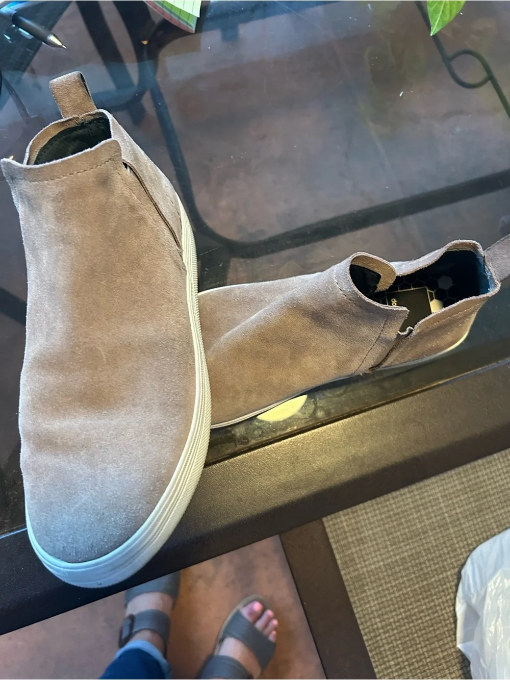Dolce Vita Women's Taupe Suede Slip-On Ankle Booties